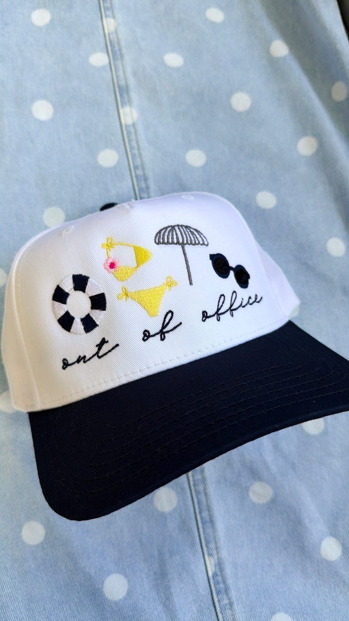 Out Of Office Trucker Hat, Black/White