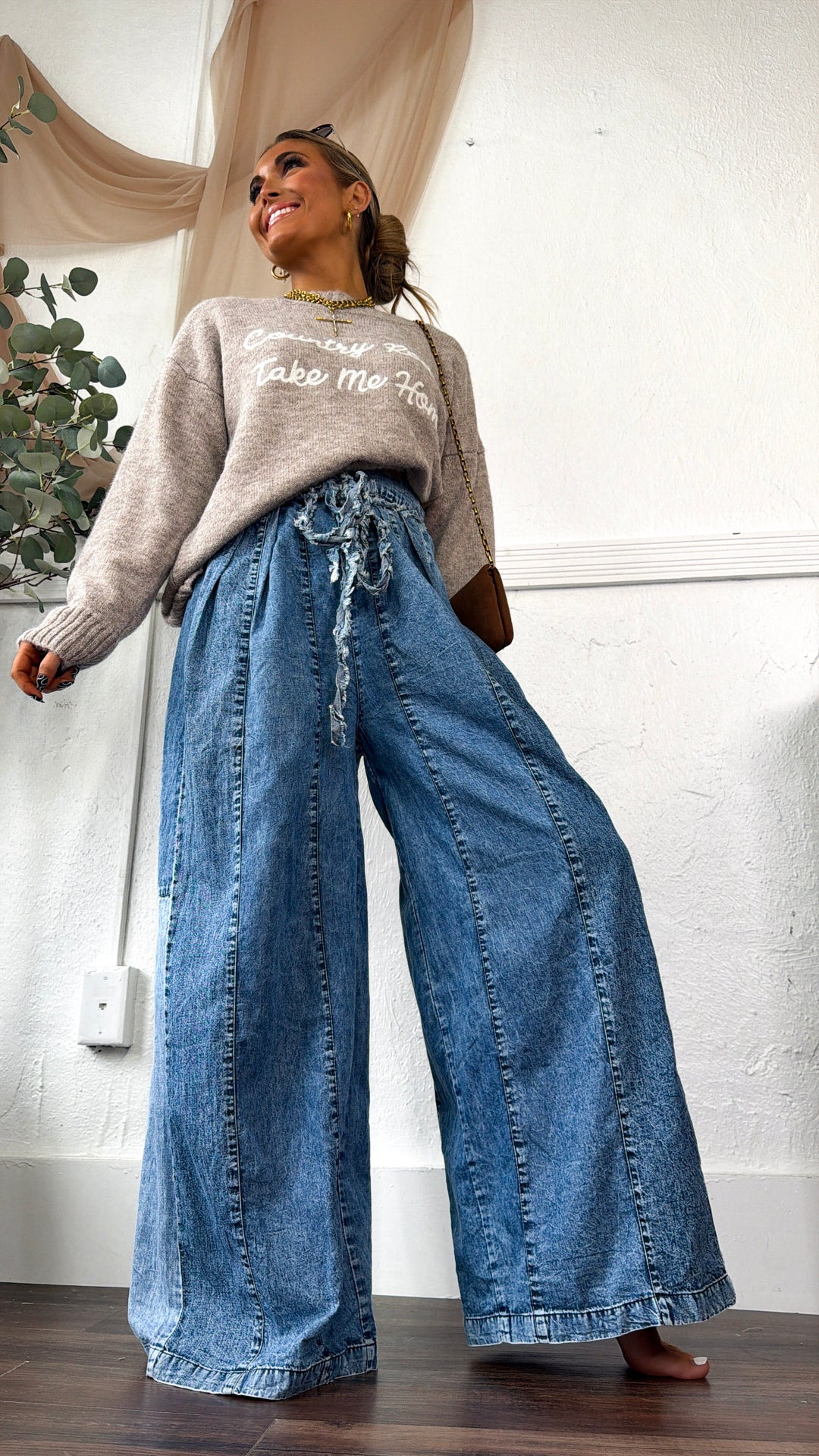 Little Detail Relaxed Pants, Denim Reg
