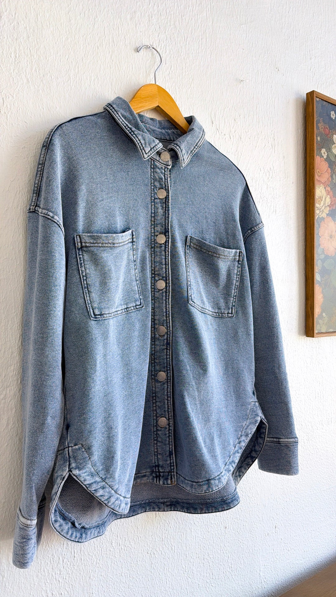 Washed Oversized Shacket, Lt.Denim