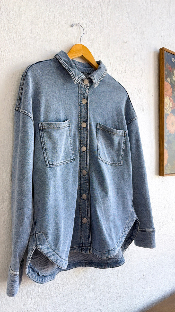 Washed Oversized Shacket, Lt.Denim