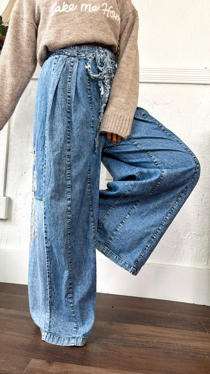 Little Detail Relaxed Pants, Denim Reg