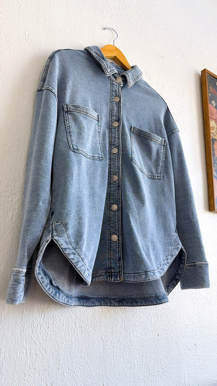 Washed Oversized Shacket, Lt.Denim