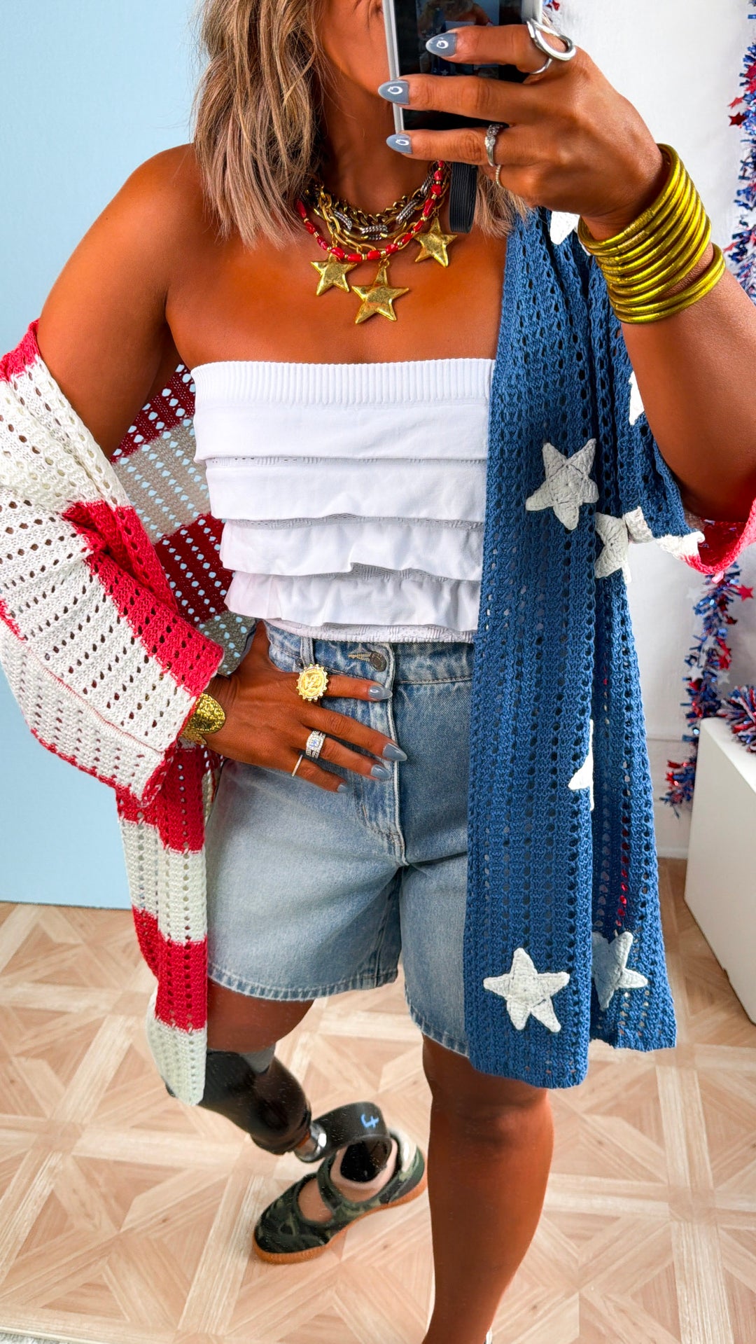 Shooting Stars Knit Cardigan, American Flag