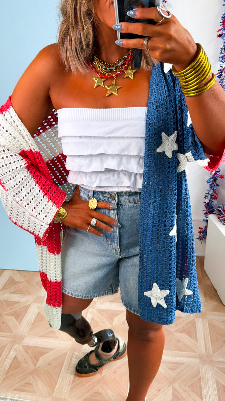 Shooting Stars Knit Cardigan, American Flag