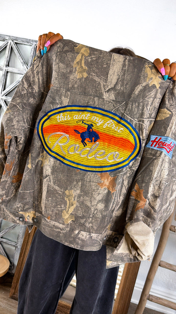 Camo Patch Oversized Jacket, Taupe