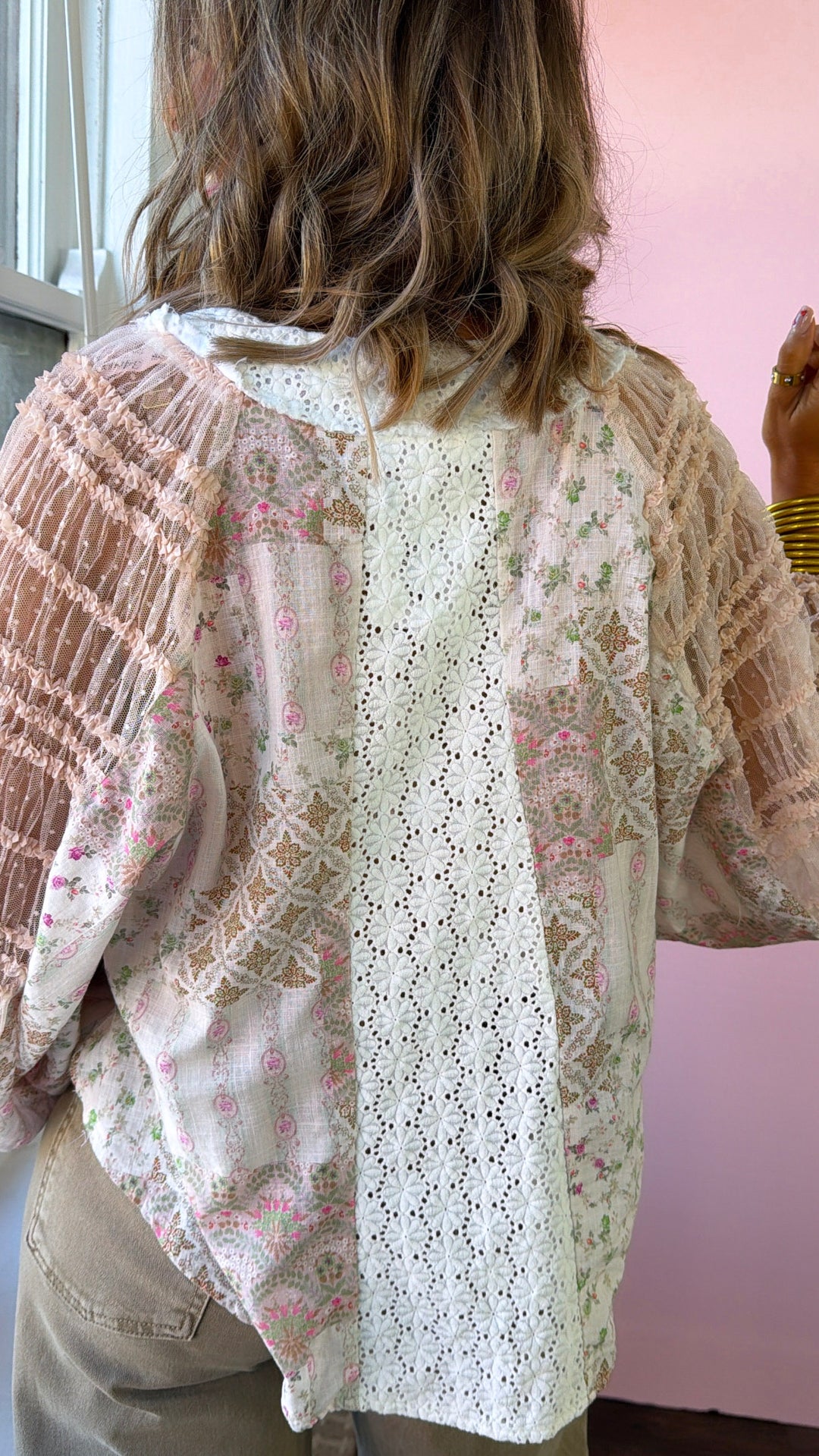 Sunset Sol Blouse, Soft Pink
