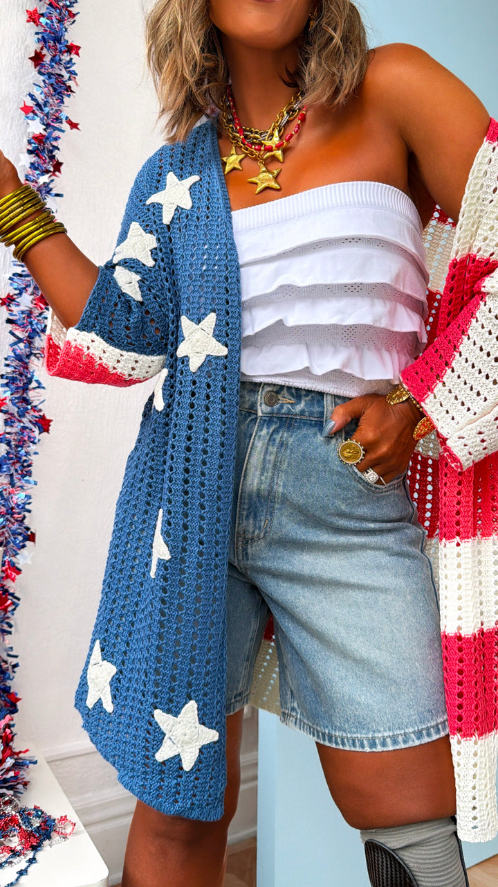 Shooting Stars Knit Cardigan, American Flag