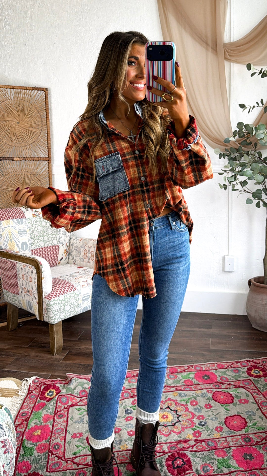 Fire Cozy Flannel, Red Multi