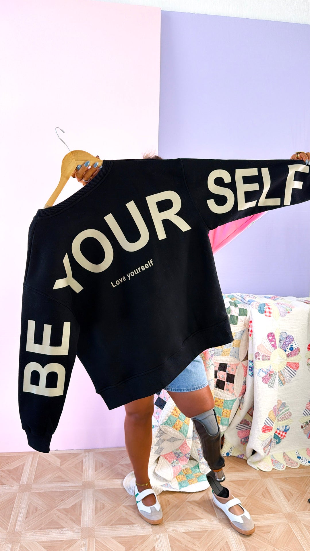 Love Yourself Oversized Crewneck, Black