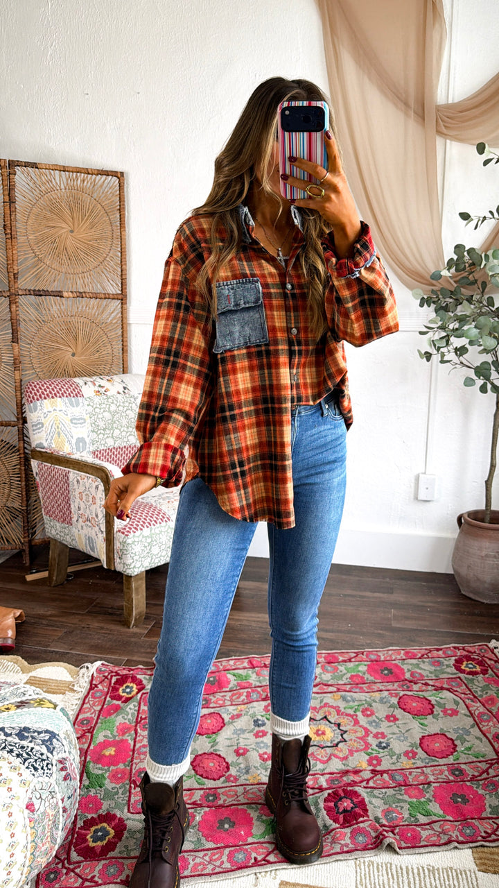 Fire Cozy Flannel, Red Multi