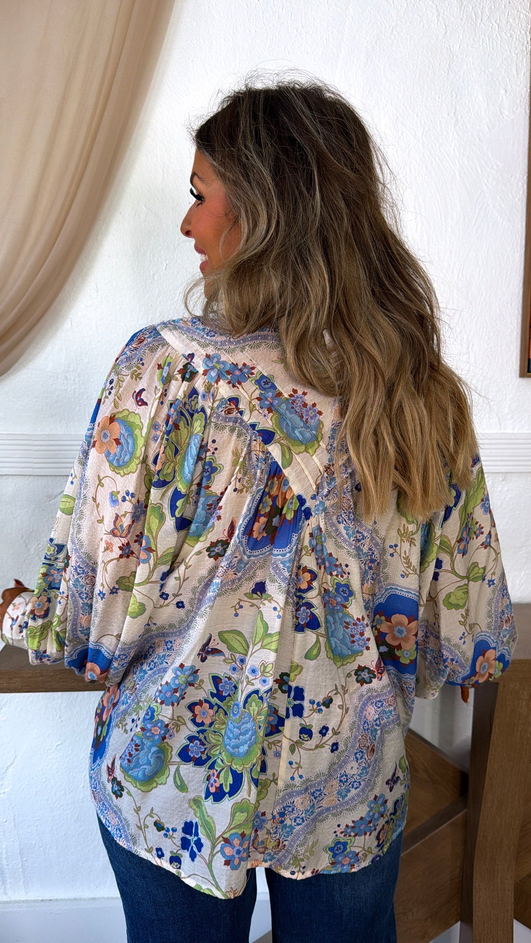 Golden Coast Paisley Blouse, Royal Blue