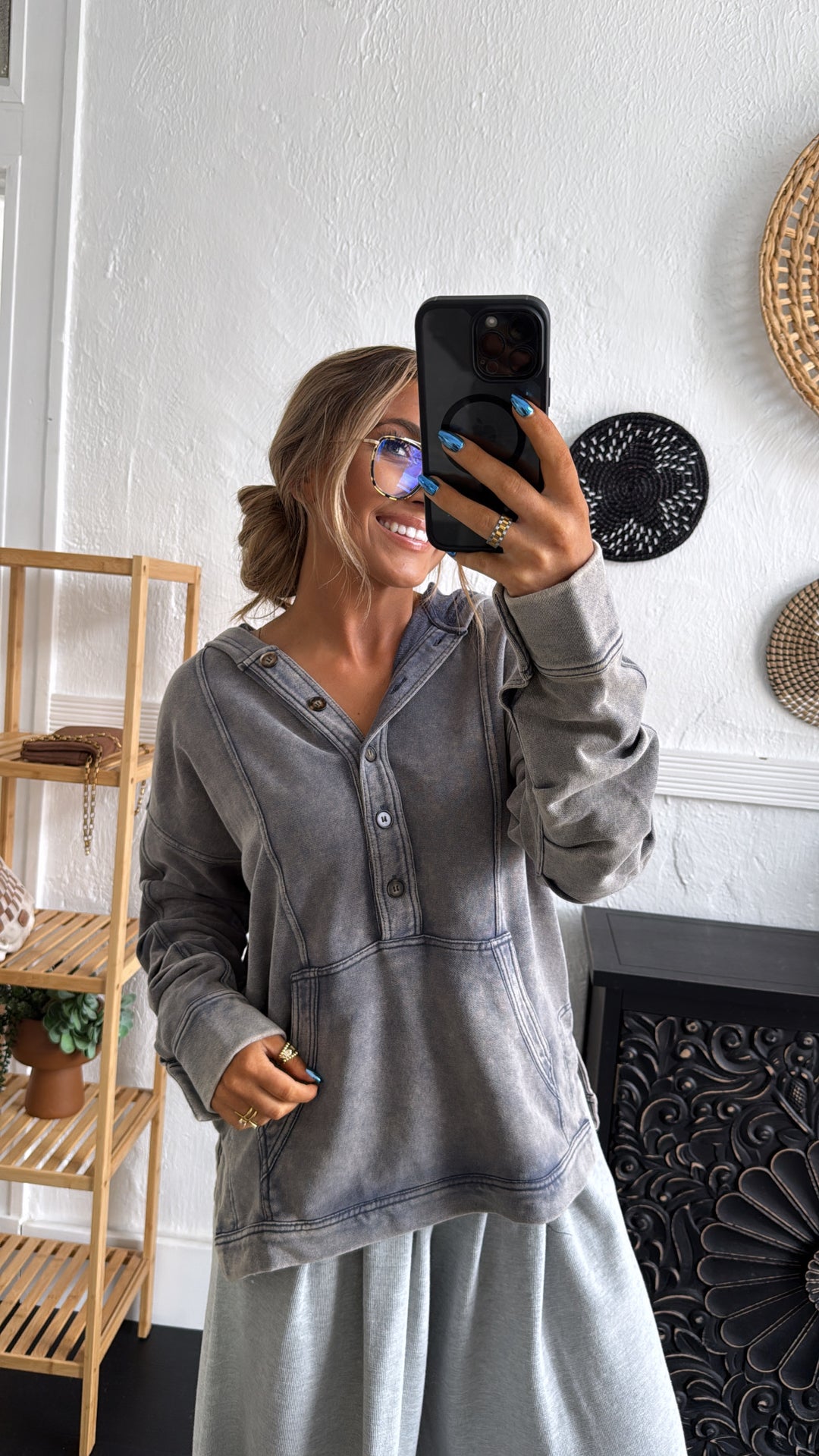 Campfire Nights Hoodie, Washed Denim