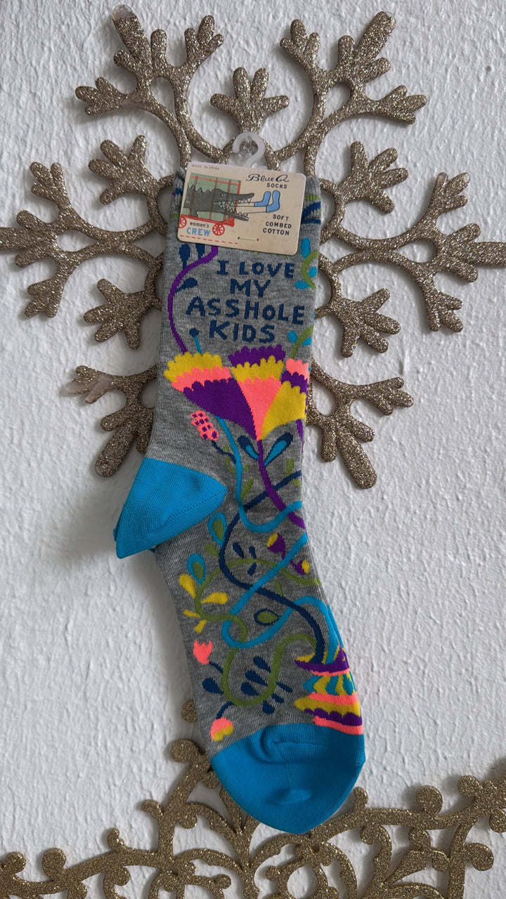 Women Blue Q Sock - Asshole Kids