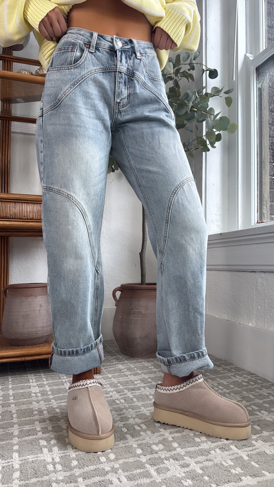 SAIGE: Studio Ready Barrel Jeans, Medium Light