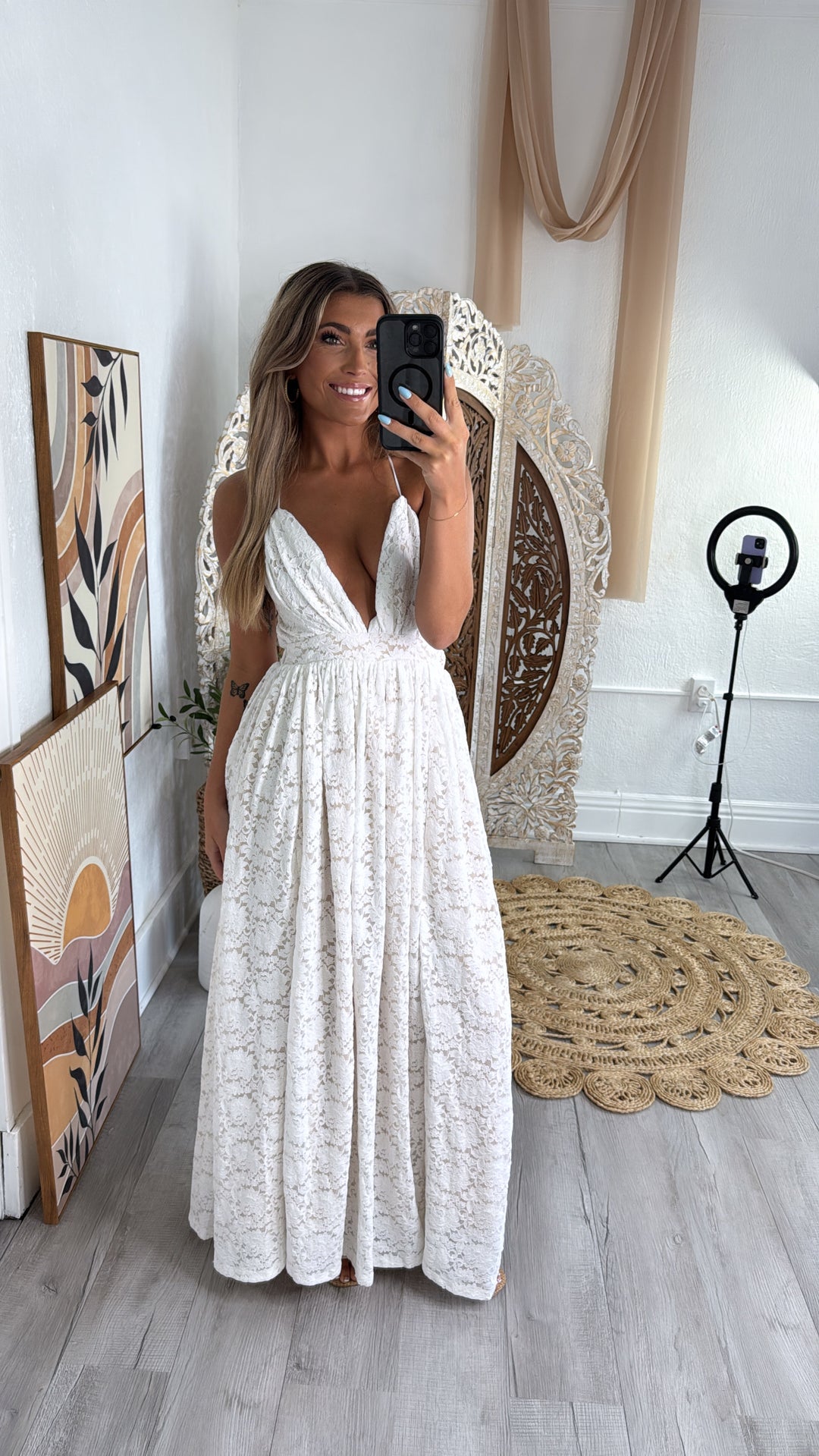 ECB Exclusive: Layla Lace Maxi Dress, White