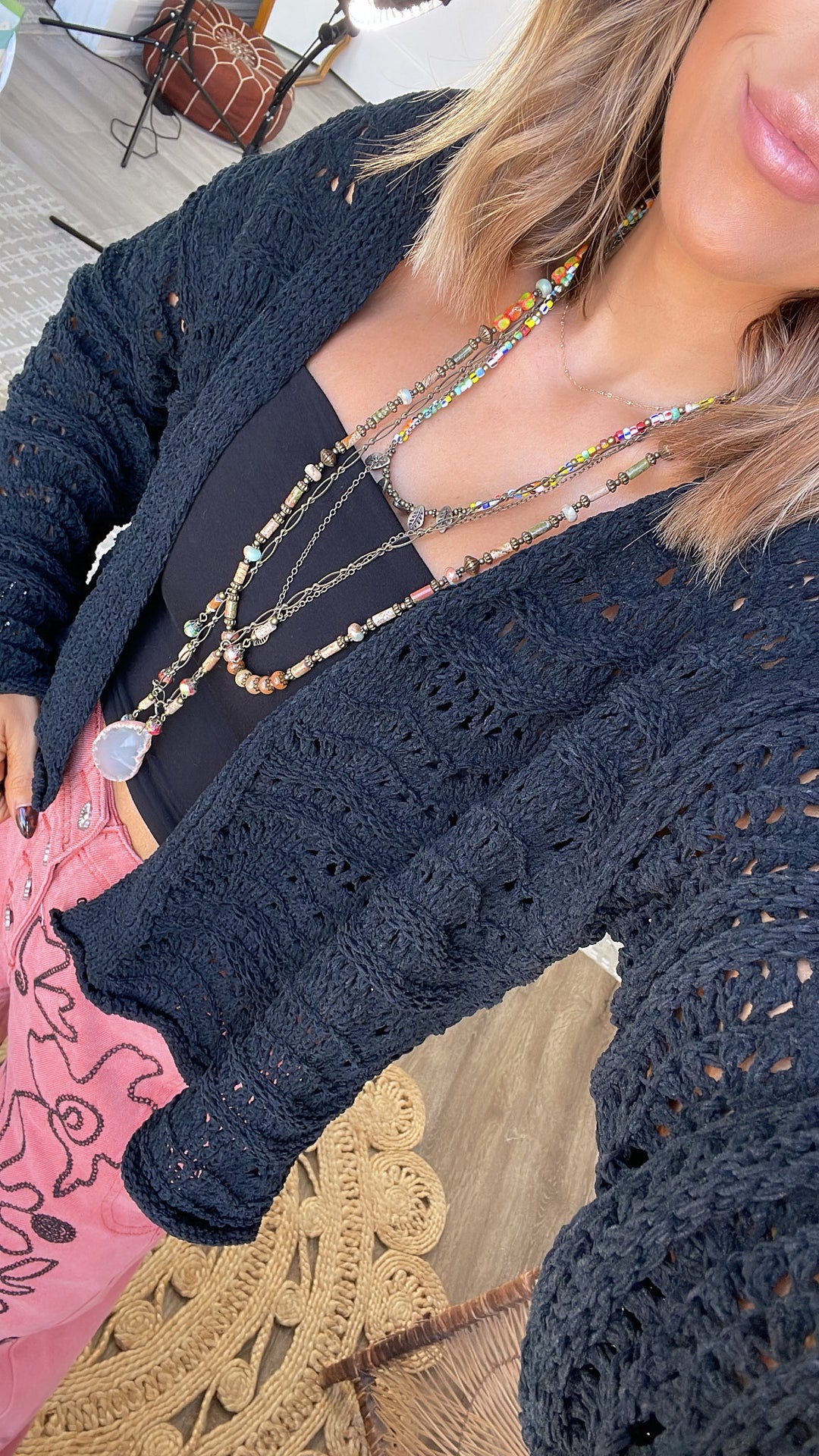 Annie Mae Knit Top, Black