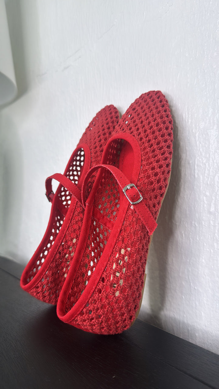 Dorothy Woven Ballet Flats, Red