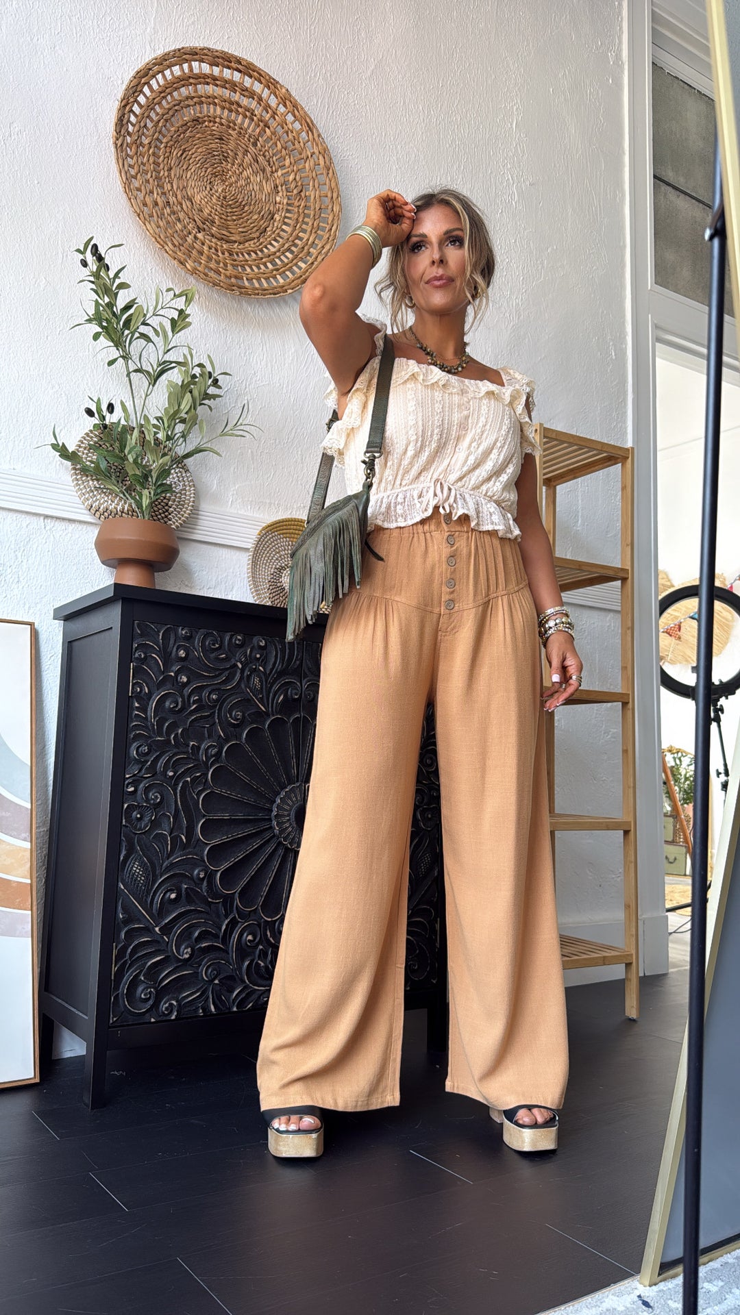 Wheatstone Wide Leg Pant, Camel