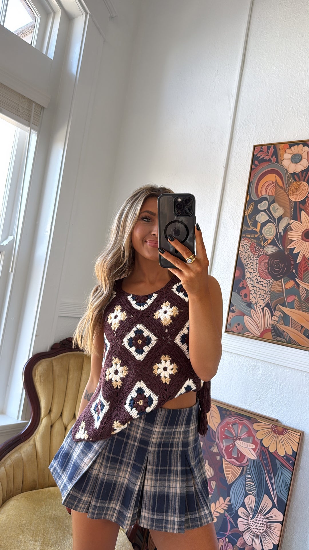 June Crochet Sweater Vest, Mocha