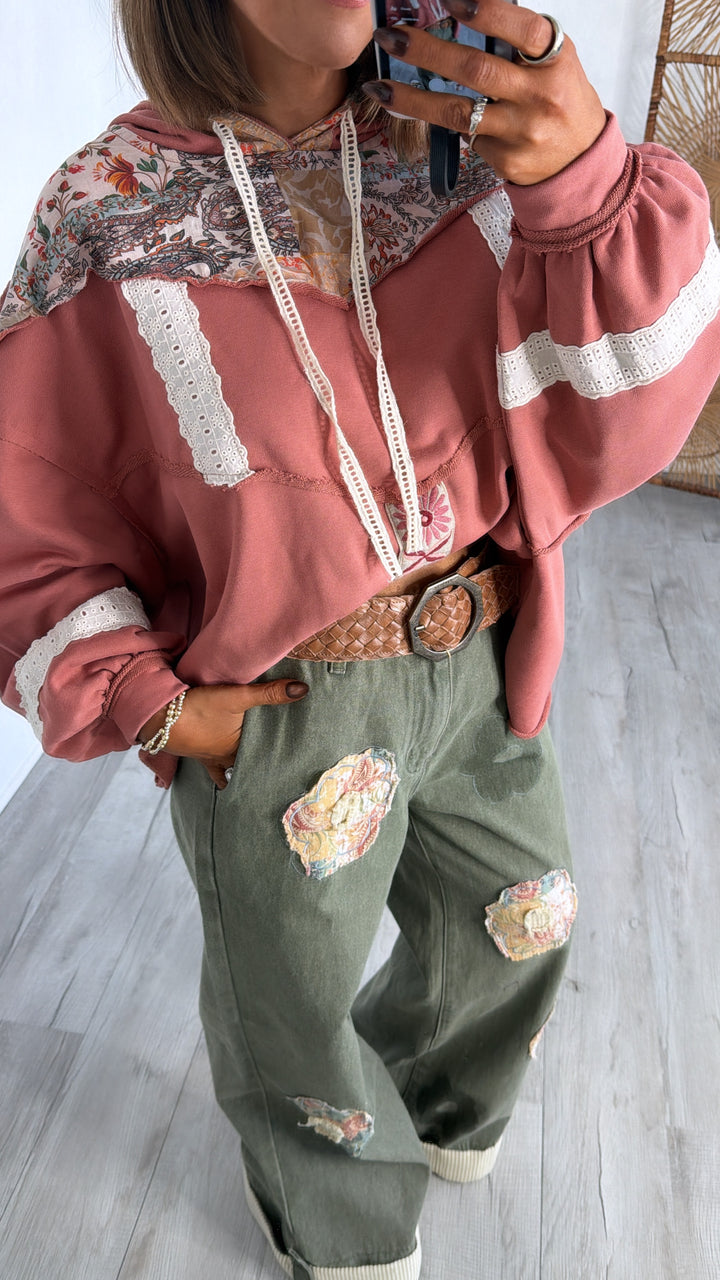 Sugar Stitch Hooded Sweater, Ginger