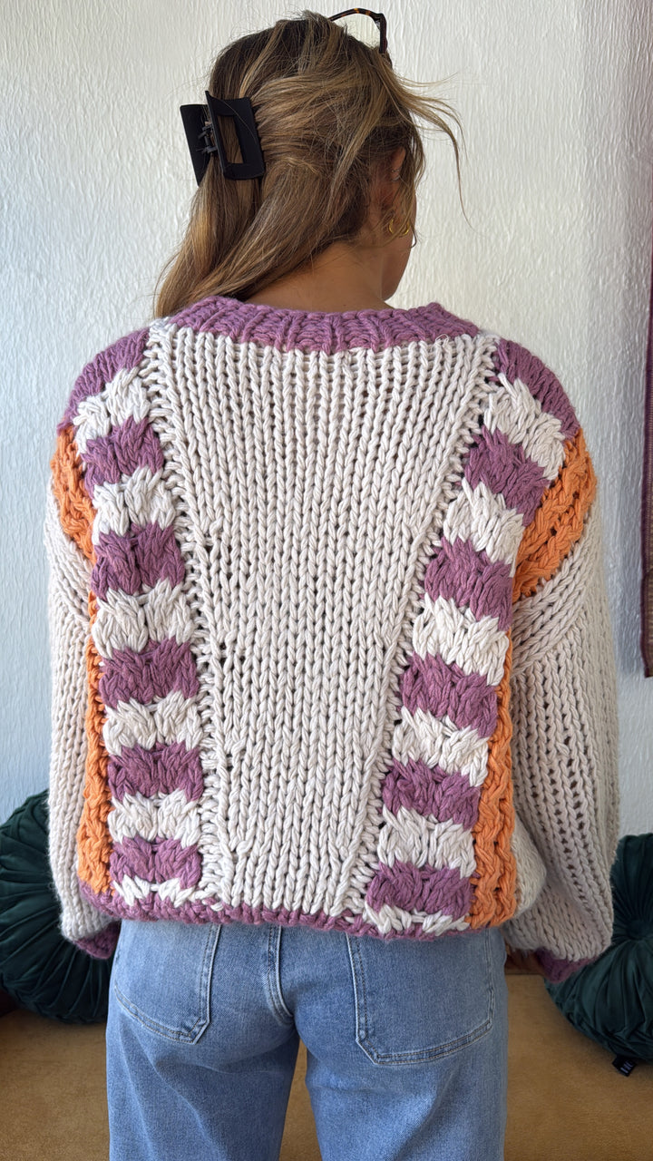Winnie Knit Sweater, Lavender/Multi