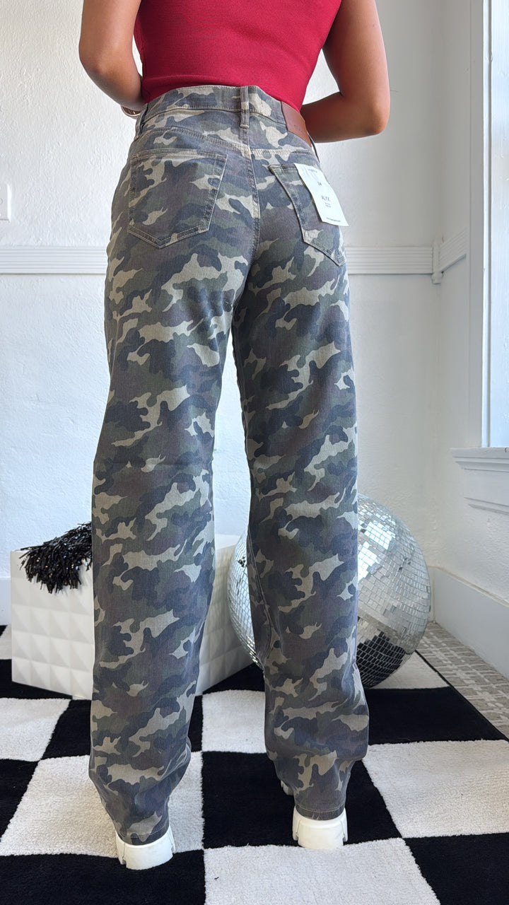 HIDDEN: Rebel Terrain Wide Leg Camo Jeans