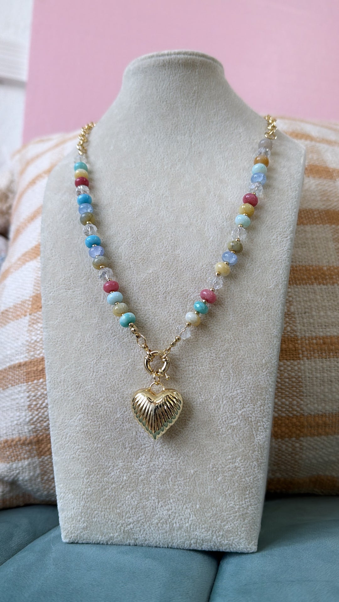 Multi Puff Heart Necklace