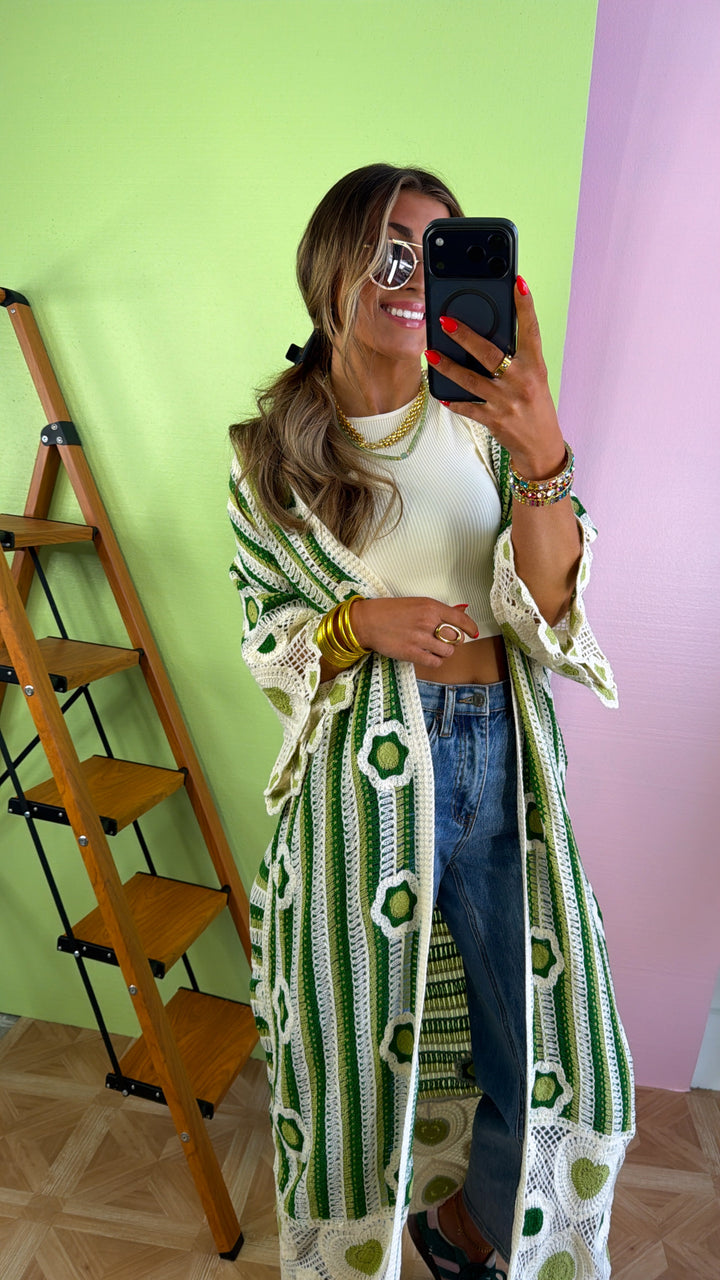 Lemon Lime Citrus Cardigan, Green Multi