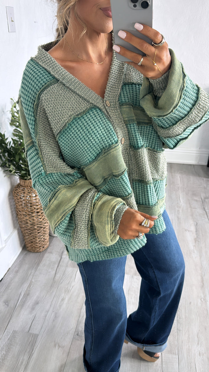 Lilou Vintage Cardigan, Green Combo