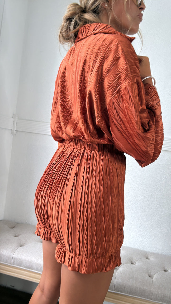 Set The Tone Romper, Terracotta