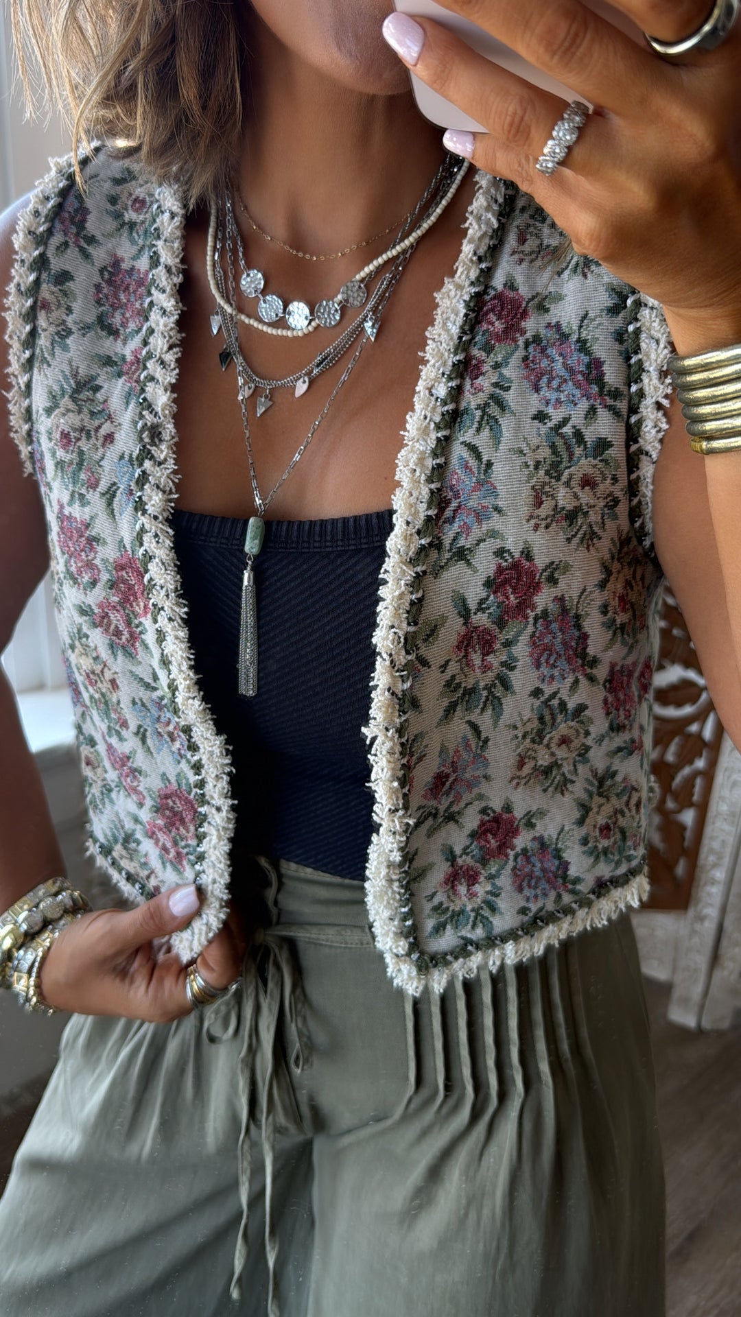 Fading Wildflower Tapestry Vest, Multi