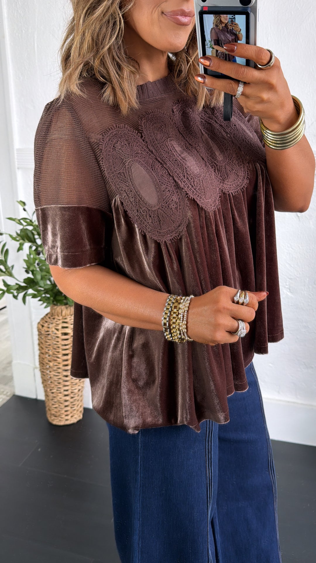 Roasted Honey Blouse, Chocolate brown