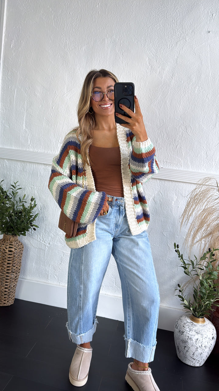 Canyon Skies Knit Cardigan, Cream Combo
