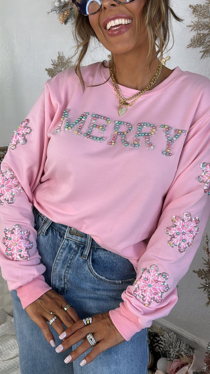 Merry Pearl Sweater, Pink