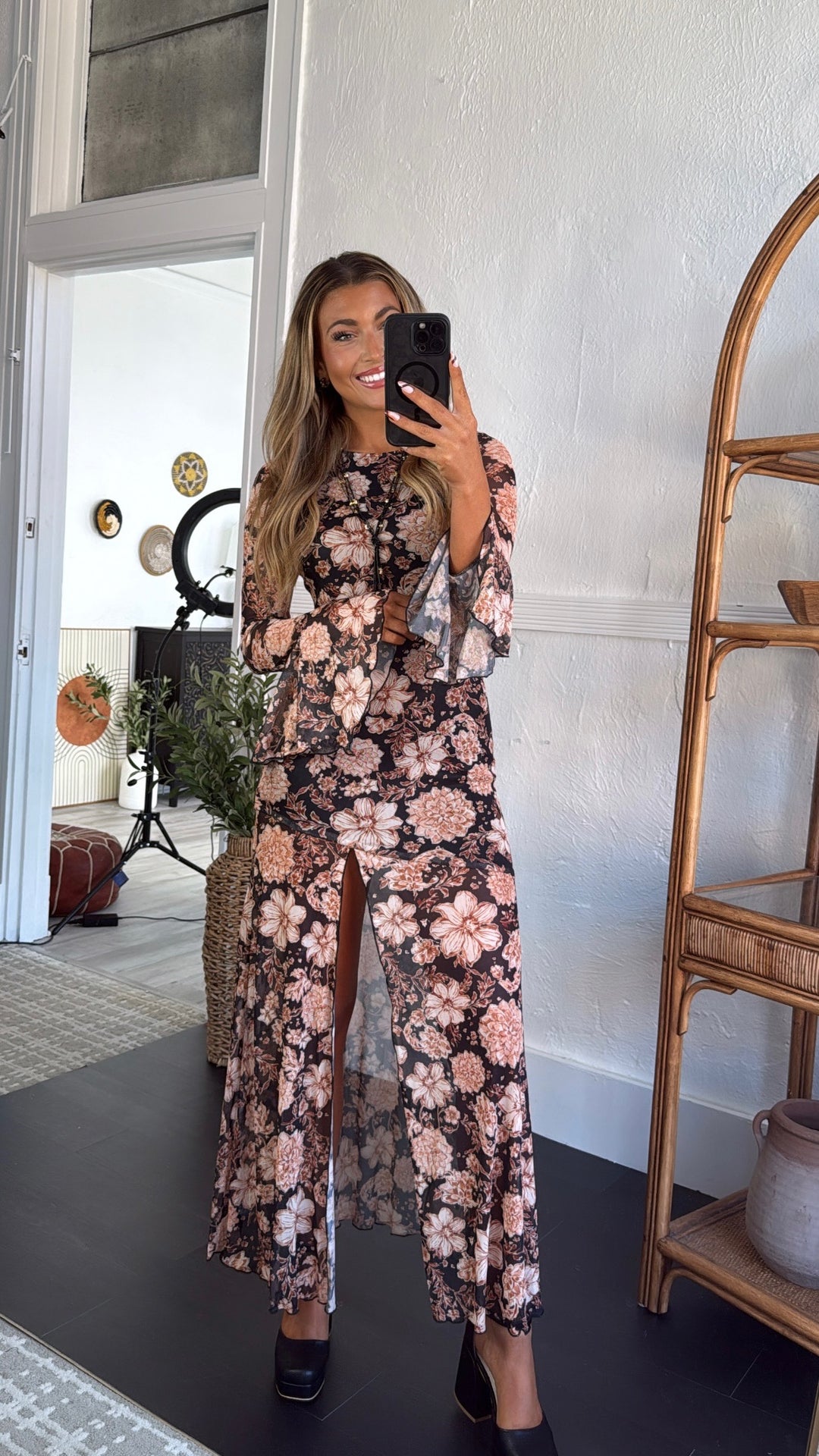 Autumn Romance Maxi Dress, Black