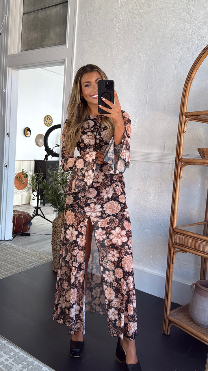 Autumn Romance Maxi Dress, Black
