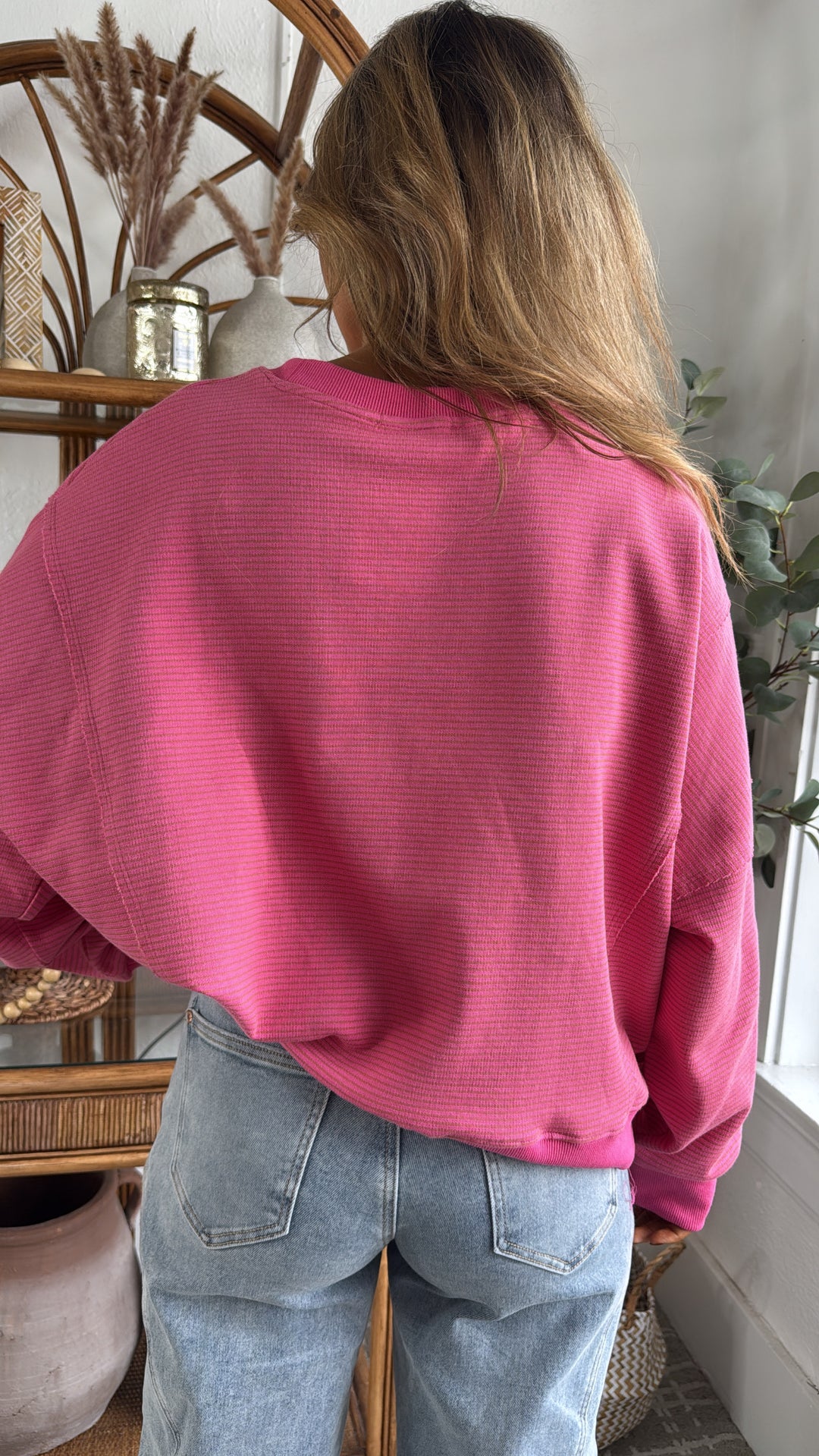 Sunday Ease Striped Top, Mocha/Punch