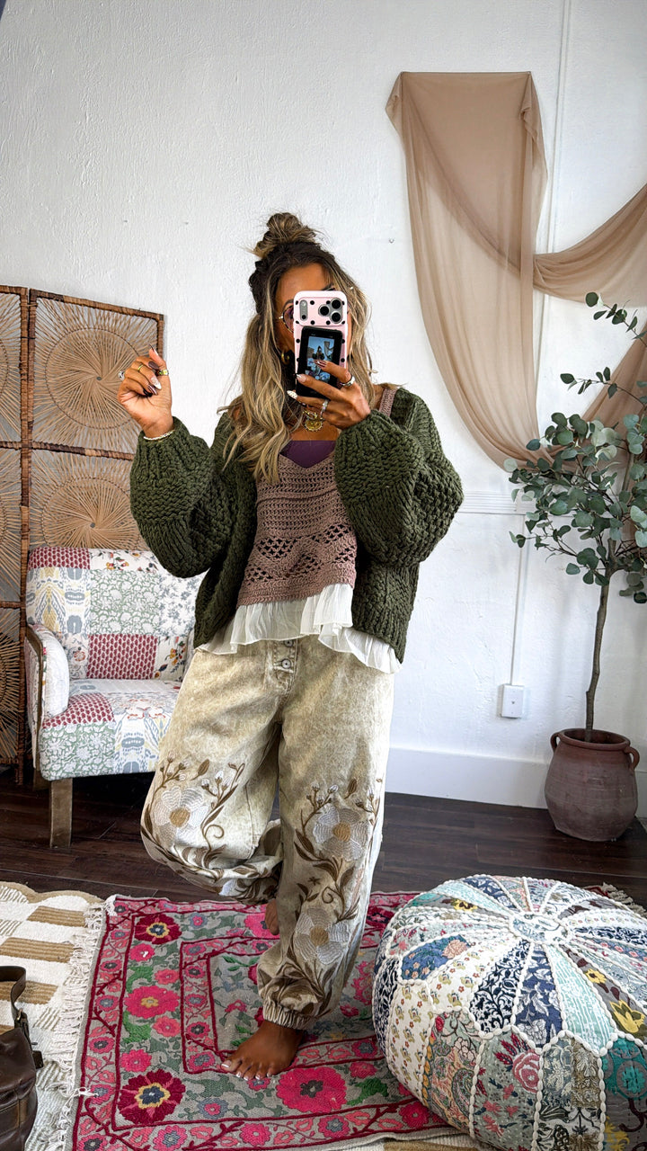 Marbled Sunflower Joggers, Sand Marble