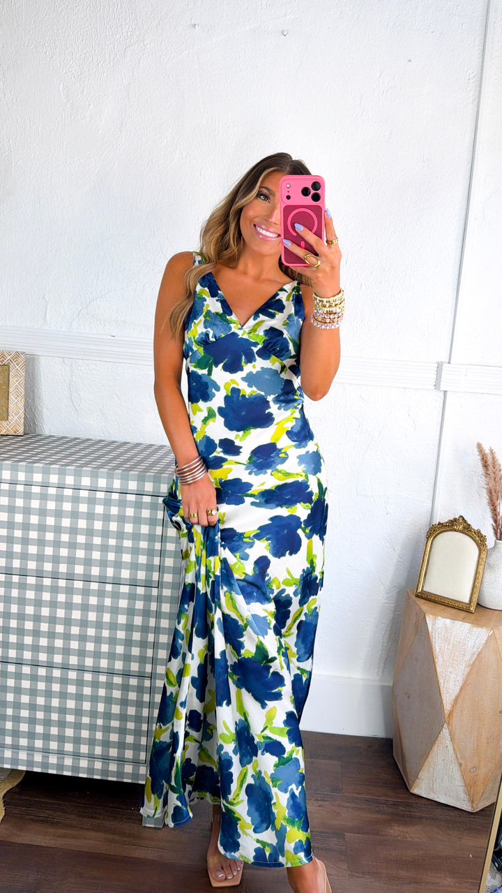 Garden Grace Maxi Dress, Blue