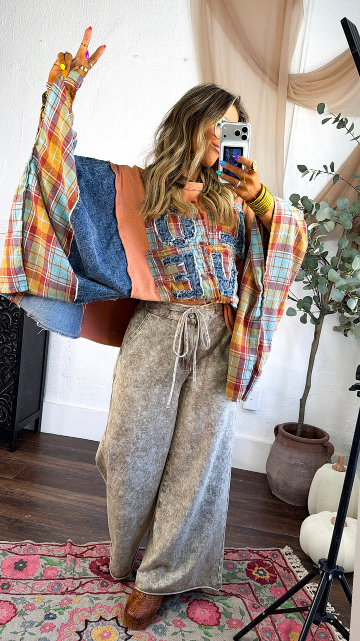 Love Patch Top, Coral/Denim