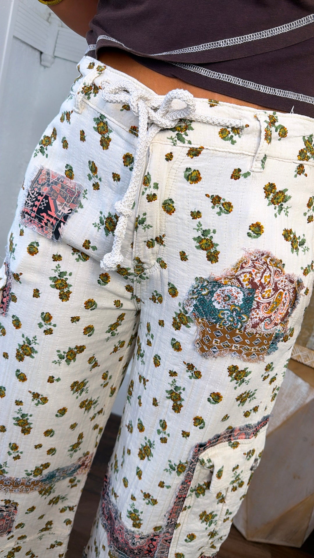 Painted Path Floral Pant, Natural Multi