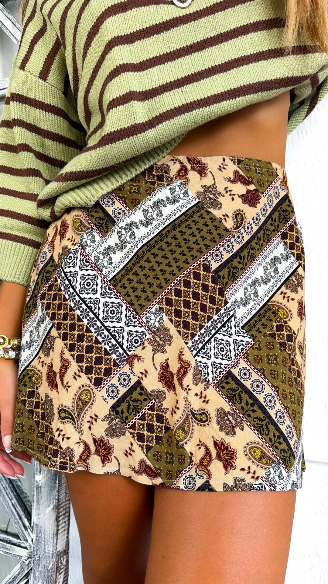Deeply Rooted Patterned Skirt, Taupe