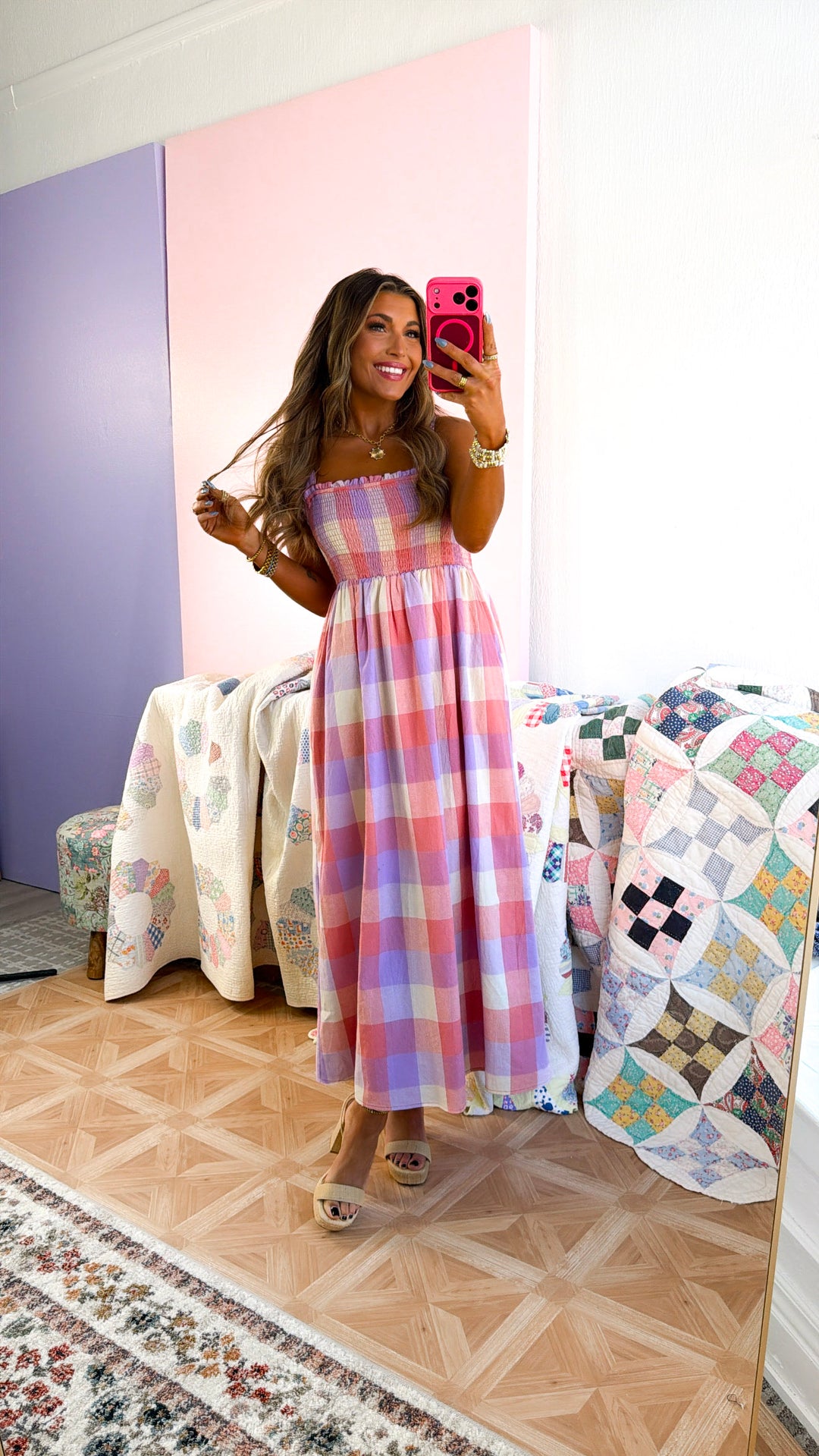 On The Outskirts Midi Dress, Pink Combo