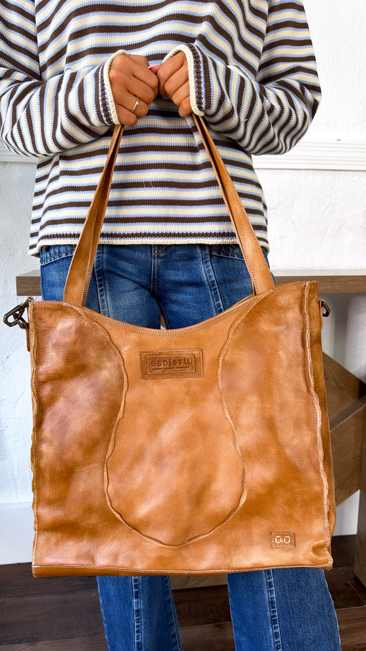 Bedstu Ridgefield Leather Bag, Caramel Hand Wash