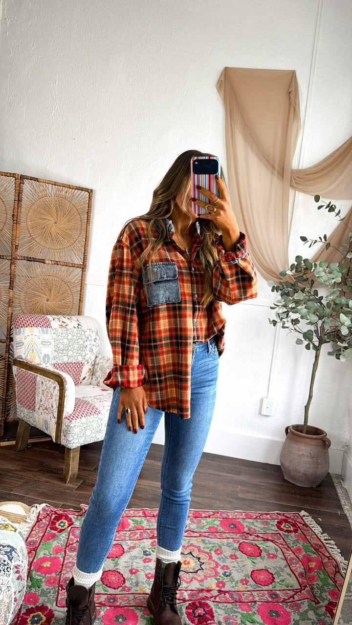 Fire Cozy Flannel, Red Multi