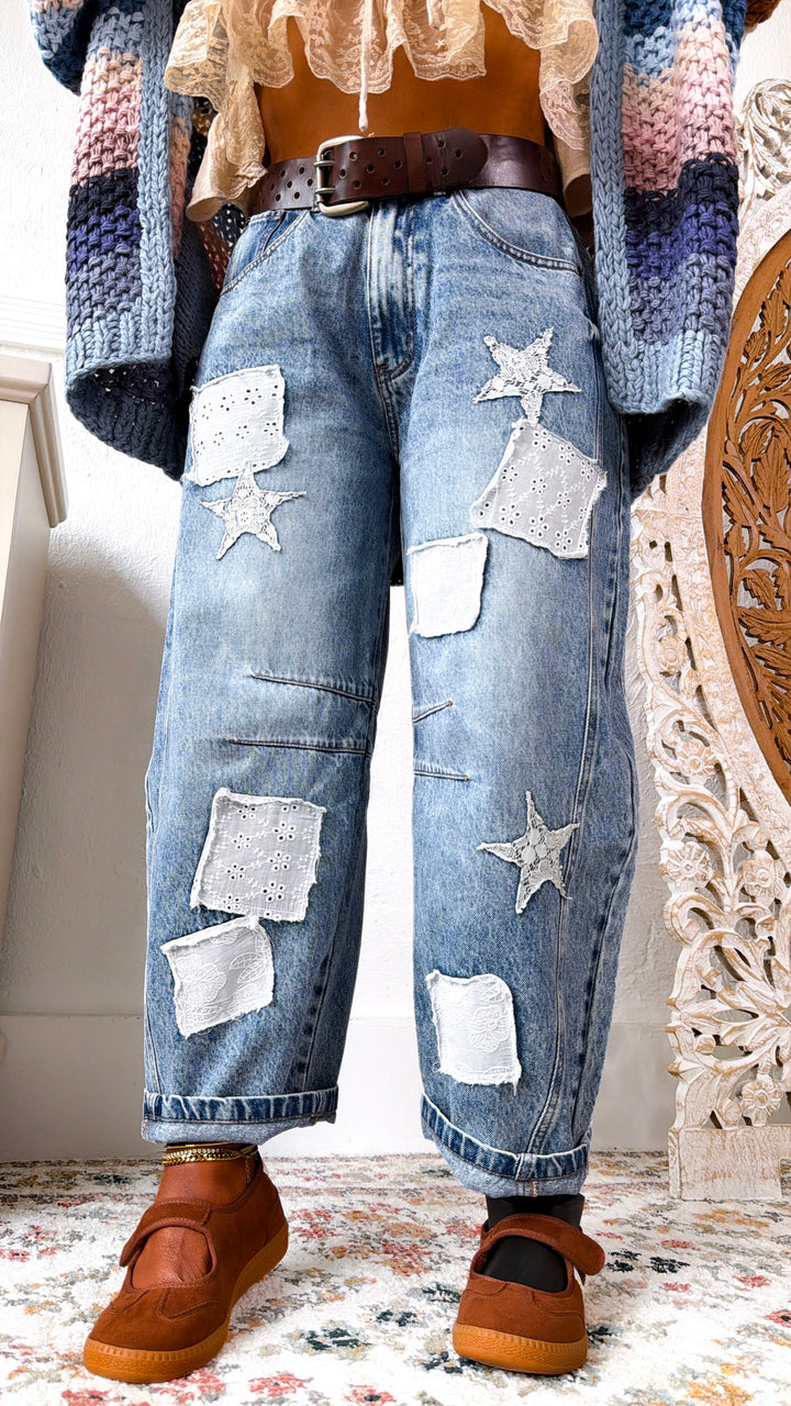 Patch Field Denim Pants, Denim