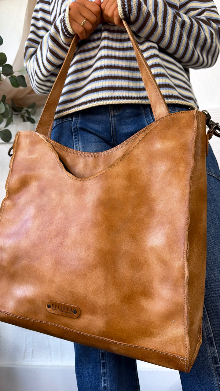 Bedstu Ridgefield Leather Bag, Caramel Hand Wash