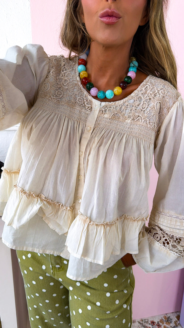 Sun Spells Blouse, Almond