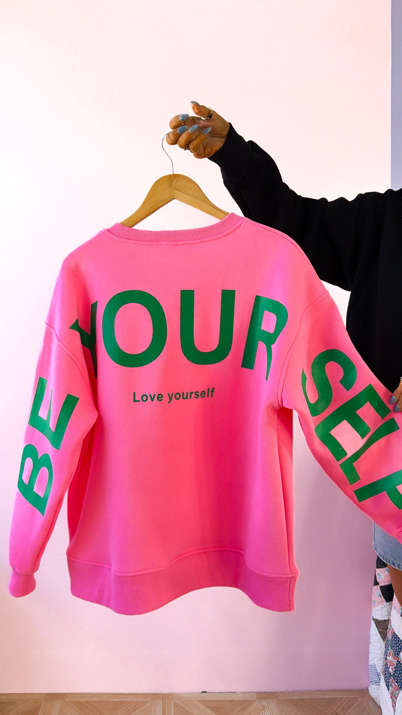 Love Yourself Oversized Crewneck, Pink/Green – Everyday Chic Boutique