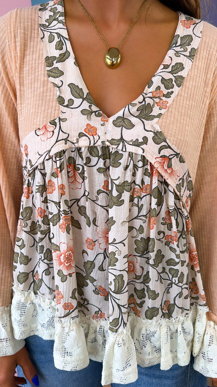 Marisol Wander Blouse, Coral Peach